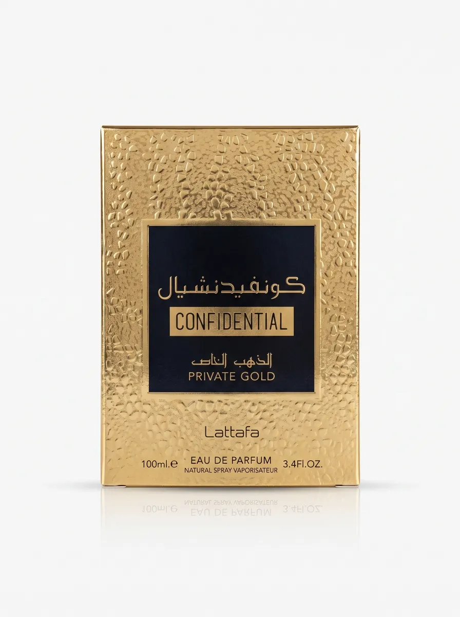 Decant de Confidential Private gold de Lattafa — Perfume original en formato decant | Nadira Decants